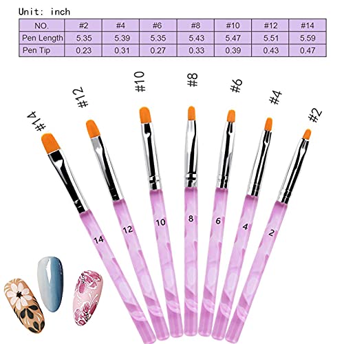 TUFEIMJ 7pcs Pinceles Uñas, UV Gel Nail Brushes, DIY Nail Diseño Herramientas, para Decorar Nail Decoration(púrpura)