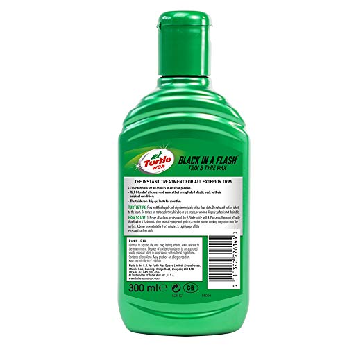 Turtle Wax 52812 Black In A Flash Restaurador para Exterior De Plástico Y Neumáticos 300Ml