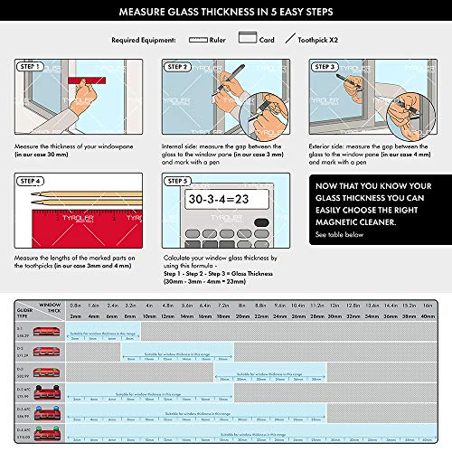 Tyroler Bright Tools Glider S-1 - Limpiacristales Magnético para Ventanas de Vidrio Sencillo de 2-8 mm