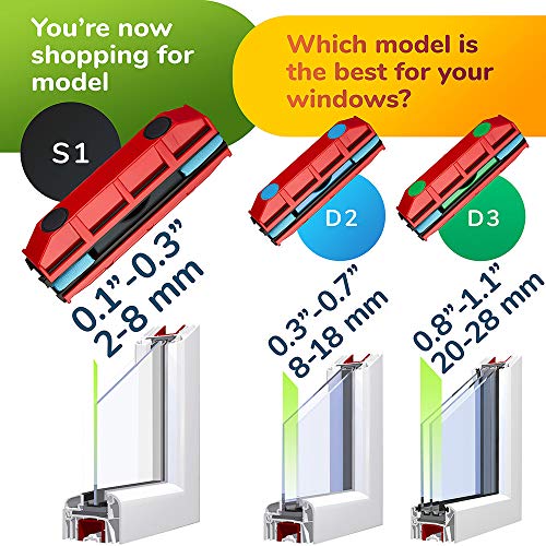 Tyroler Bright Tools Glider S-1 - Limpiacristales Magnético para Ventanas de Vidrio Sencillo de 2-8 mm