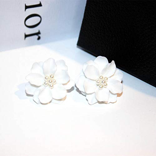 U-K 1 par de Pendientes Grandes de Flores de Camelia Blanca para Mujer, joyería Elegante con Tachuelas de regaloPráctico y Atractivo