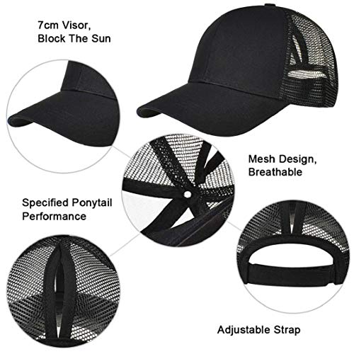 UMIPUBO Sombreros Gorra de Malla s Adjustable al Aire Libre Cap clásico Algodón Casual Sombrero Gorras de Béisbol para Hombre Mujer (Negro)