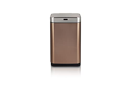 UMUZI CLEANING Cubo de cocina doble 75 L dorado, cubo doble antiolor, cubos dobles con Sensor Reciclaje y basura