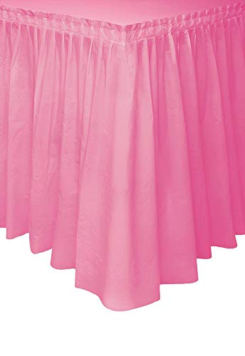 Unique Party- Falda de mesa de plástico, Color rosa oscuro, 420 cm (50051)