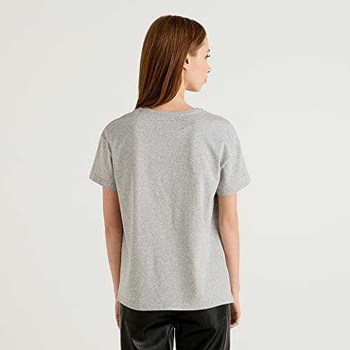 United Colors of Benetton Camiseta 3mi5e1ag0, Melange Light Grey 501, M para Mujer