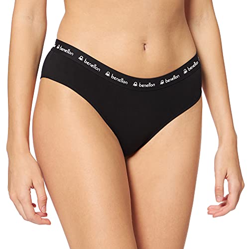 United Colors of Benetton Slip 3OP81S1U8 Bikini Estilo Ropa Interior, Negro 700, M para Mujer