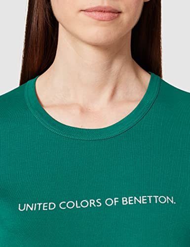 United Colors of Benetton T-Shirt 3GA2E16A2 Camiseta, Verde Bottiglia 30g, L para Mujer