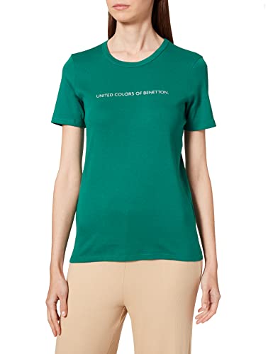 United Colors of Benetton T-Shirt 3GA2E16A2 Camiseta, Verde Bottiglia 30g, L para Mujer