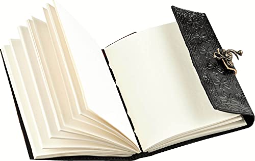 Urban Leather Lapiz Gemstone Studded 3 Moon Celtic Star Diario negro para artista, cuaderno de recortes, cuaderno de escritura, sin forro