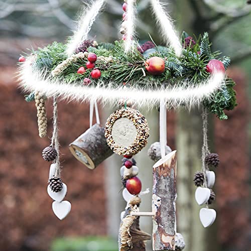 URFEDA Boas de Plumas Blancas para Árbol de Navidad, Uirnalda de Plumas Boa Cinta Guirnaldas de Peluche, Bufanda de Mantón Mullido Tiras para Decoración de Árbol de Navidad O Fiestas