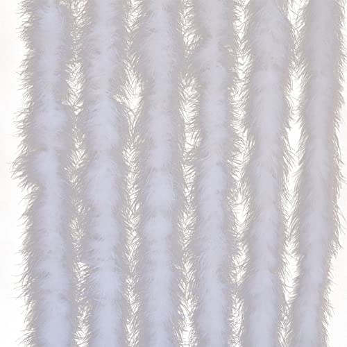 URFEDA Boas de Plumas Blancas para Árbol de Navidad, Uirnalda de Plumas Boa Cinta Guirnaldas de Peluche, Bufanda de Mantón Mullido Tiras para Decoración de Árbol de Navidad O Fiestas