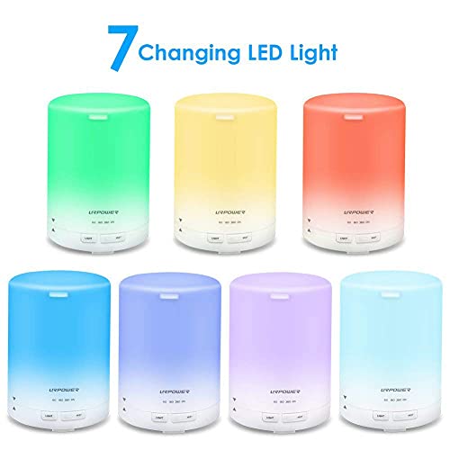 URPOWER 2Da Generación 300Ml Aroma Esencial Difusor De Aceite Ultrasónico Humidificador De Aire 7 Colores Llevó La Luz Y 4 Configuración De Temporizador