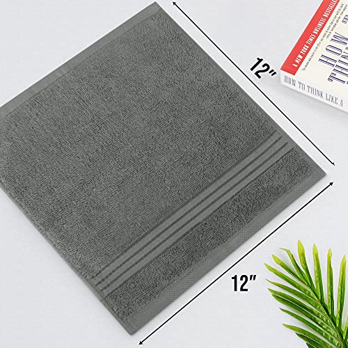 Utopia Towels - Juego de Toallas para la Cara - 700GSM Lavable en la Lavadora - (Paquete de 12, 30 x 30 cm, Gris) - Extra Suave y Altamente Absorbente