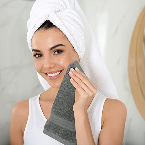 Utopia Towels - Juego de Toallas para la Cara - 700GSM Lavable en la Lavadora - (Paquete de 12, 30 x 30 cm, Gris) - Extra Suave y Altamente Absorbente