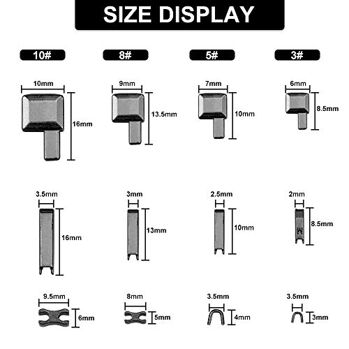 UTRUGAN Set de Cremallera de Reparación Retenedor Cremallera de Metal de Aleación Deslizante Cremallera Inferior y Superior Tirador de Cremallera para Ropa, Bolso, Carpa (Modelo 3 / 5 / 8 / 10)