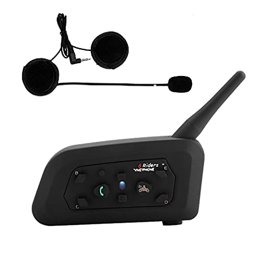 V6 1200M Auriculares Intercomunicador Casco Moto Bluetooth para Motocicletas, Comunicador Auricular para Casco, Interfono Duplex, Intercomunicacion Entre 6 Motociclistas, IPX5 Impermeabilidad