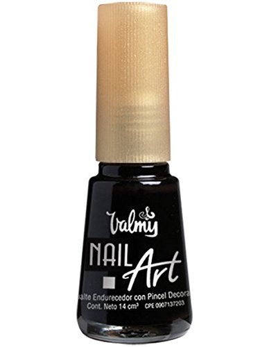 Valmy Pintauñas Nail Art Decorativo con Pincel de Precisión – Esmalte de Uñas de Larga Duración Para Manicura Francesa, Decoración o Dibujos de Uñas con Liner Super Fino y Secado Rápido (Negro)