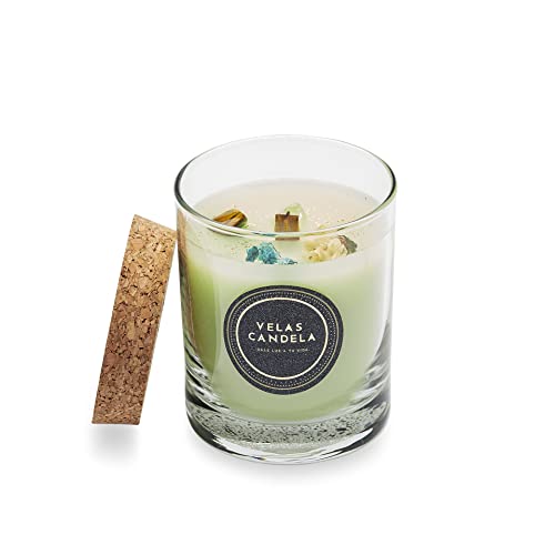 Velas Candela - Vela Aromática Perfumada con Aroma y Aceites Esenciales de jazmín - Elaborada Artesanalmente con Cera natural - Ritual completo de consciencia para definir y alcanzar tus objetivos