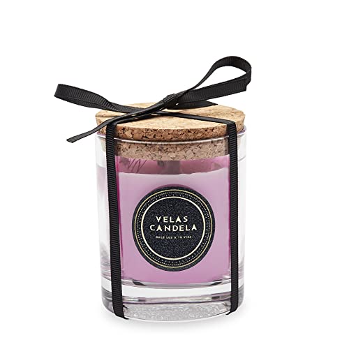 Velas Candela - Vela Aromática Perfumada con Aroma y Aceites Esenciales de lavanda - Elaborada Artesanalmente con Cera natural - Ritual completo contra la ansiedad y el estrés