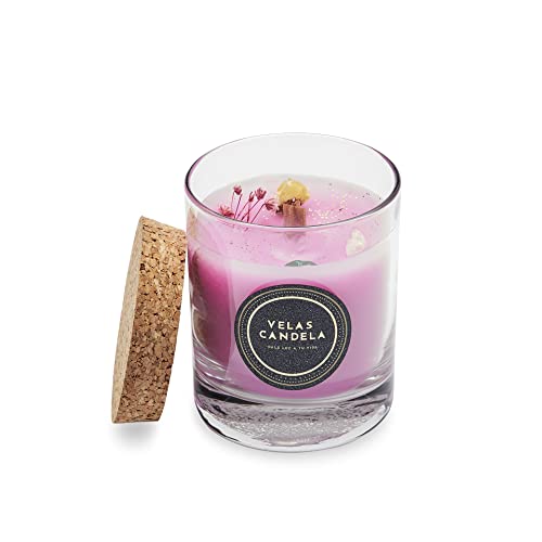 Velas Candela - Vela Aromática Perfumada con Aroma y Aceites Esenciales de lavanda - Elaborada Artesanalmente con Cera natural - Ritual completo contra la ansiedad y el estrés