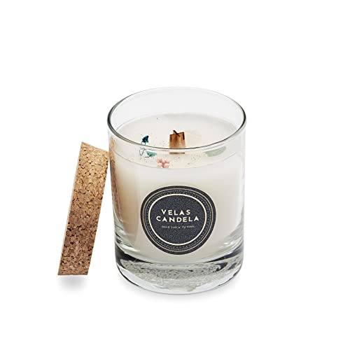 Velas Candela - Vela Aromática Perfumada con Aroma y Aceites Esenciales de vainilla y coco - Elaborada Artesanalmente con Cera natural - Ritual completo de relajación