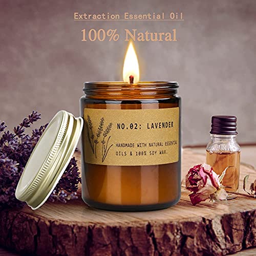 Velas perfumadas de aromaterapia para el hogar, velas de soja de tarro de larga duración, velas de relajación, juego de regalo para mujeres, lavanda y rosa fresca, paquete de 2.