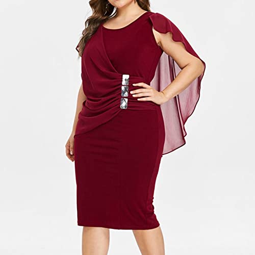 VEMOW Liquidación Venta Rebajas Vestidos De Fiesta Vestidos Liso Vestidos Casual Vestidos para Boda Sin Manga Calado De Encaje, Vestidos De Fiesta Elegantes Vestidos Largos Tallas Grandes(B Rojo,4XL)