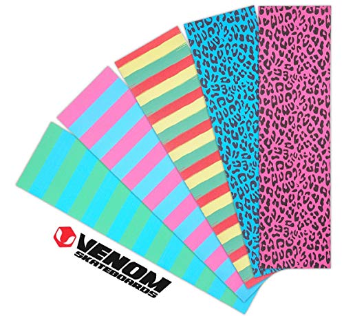 Venom - Cinta adhesiva para monopatín (22,8 x 83,8 cm), diseño de rayas, color rosa y azul