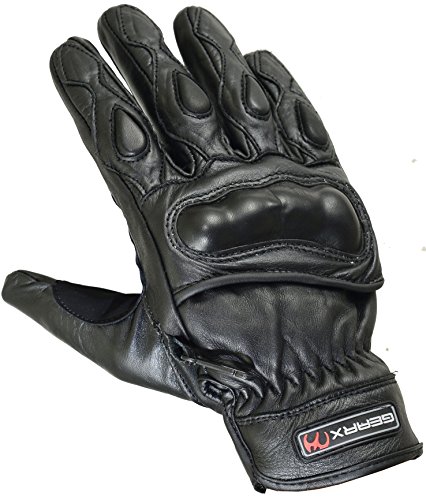 Verano Corto Guantes Cuero Motocicleta Cuero Verdadero, Medio