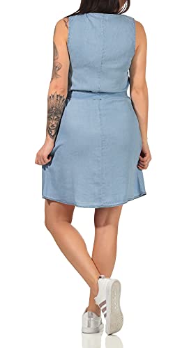 Vero Moda Vmviviana SL Short Dress Ga Noos Vestido, Mezclilla De Color Azul Claro, S para Mujer