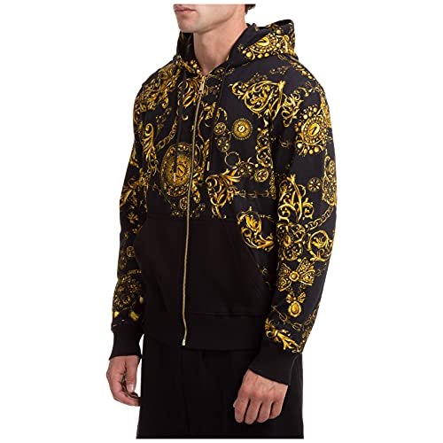 Versace Jeans Couture Sudadera con cremallera para hombre, negro S