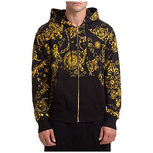 Versace Jeans Couture Sudadera con cremallera para hombre, negro S