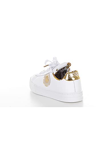 Versace Jeans Versace Jeans Zapatillas Mujer Leather+Laminated 71VA3SK6, Blanco y dorado., 40 EU