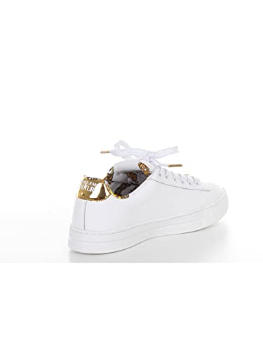 Versace Jeans Versace Jeans Zapatillas Mujer Leather+Laminated 71VA3SK6, Blanco y dorado., 40 EU