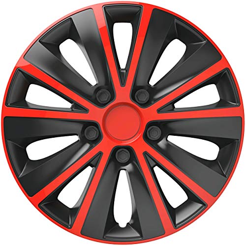 VERSACO RAPIDERB16 Tapacubos, Rojo/Negro, 16 Pulgadas, Set de 4