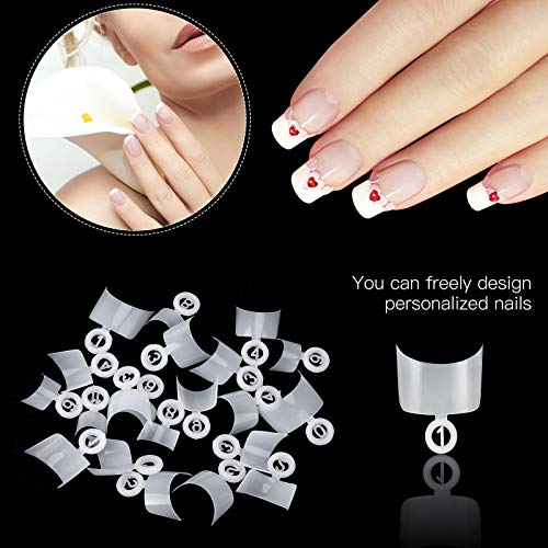 VETPW 600 Piezas Forma Redonda Puntas de Uñas Postizas Nail Art Tips Kit, Francesa Uña Falsa Artificial Acrílico Uñas Postizas para Decoración de Diseño de Uñas Bricolaje, 12 Tamaños (Natural)