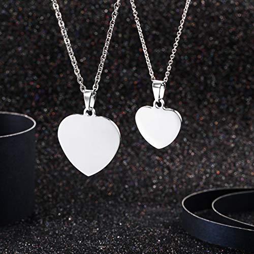 VIBOOS - Collar con Colgante de corazón Personalizado para Mujeres, Hombres, niñas, Grabado de Nombre/Texto/imágenes para Parejas, Damas de Honor, Amigos, Amantes, joyería (Color Plateado)