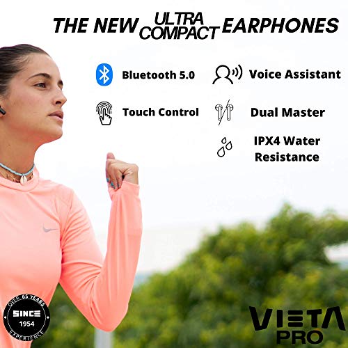 Vieta Pro It - Auriculares inalámbricos (Bluetooth 5.0, True Wireless, micrófono, Touch Control y Voice Assistant) Color Negro