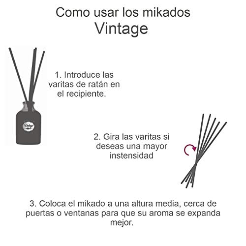 VINTAGE PARFUM Pack 6 Ambientadores Mikado. 6 x 30ml. Fragancia Fresca y Duradera Que llenará Toda tu Estancia.… (Fresas y Nata)