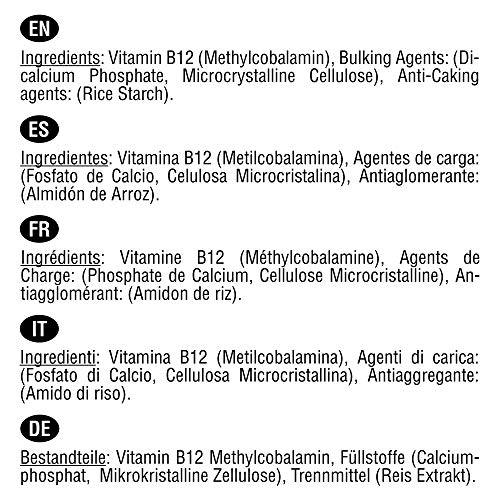 Vitamina B12 Metilcobalamina 1000 mcg | 200 comprimidos VEGANOS para más de 6 meses. Contribuye a la formación de glóbulos rojos, reduce el cansancio y la fatiga, y mejora el sistema inmunológico