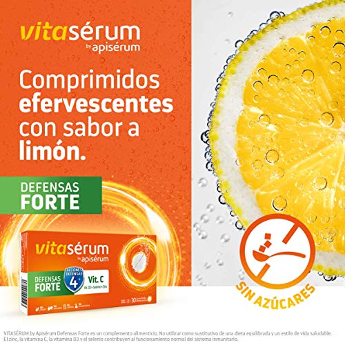 Vitaserum Defensas Forte 30 + 15 comprimidos | Vitamina C (600 mg), D3, Selenio y Zinc, ayuda a tu sistema inmunitario, cansancio y fatiga | Tratamiento 45 días