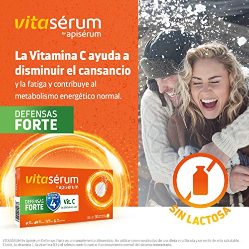 Vitaserum Defensas Forte 30 + 15 comprimidos | Vitamina C (600 mg), D3, Selenio y Zinc, ayuda a tu sistema inmunitario, cansancio y fatiga | Tratamiento 45 días