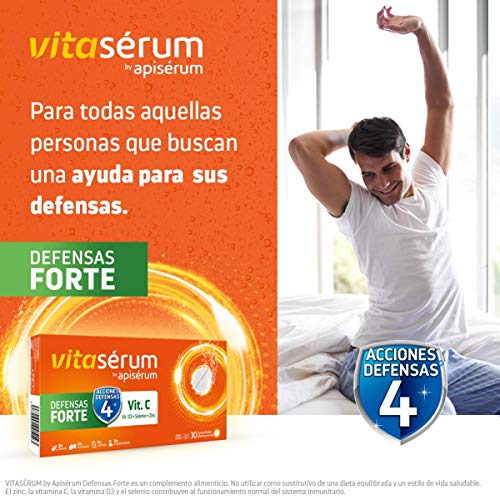 Vitaserum Defensas Forte 30 + 15 comprimidos | Vitamina C (600 mg), D3, Selenio y Zinc, ayuda a tu sistema inmunitario, cansancio y fatiga | Tratamiento 45 días