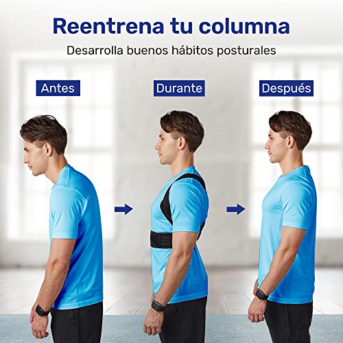 VOKKA Corrector de Postura, Corrector y Soporte para Columna Vertebral, Alivia Dolor en Cuello, Espalda y Hombros, Ajustable y Transpirable, Mejora la Postura y Proporciona Soporte para la Espalda, L