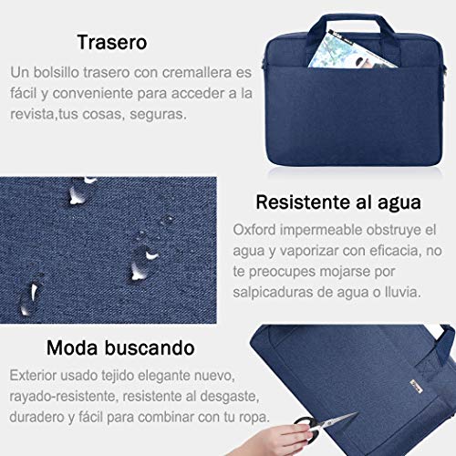 Voova 14 15 15.6 Maletín Funda para Ordenador Portátil Impermeable Bandolera para Netbooks,Expandible 30% Bolso Mensajero con Correa Extraíble Compatible con Macbook/Chromebook, Hombres/Mujeres,Azul