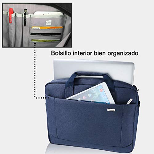 Voova 14 15 15.6 Maletín Funda para Ordenador Portátil Impermeable Bandolera para Netbooks,Expandible 30% Bolso Mensajero con Correa Extraíble Compatible con Macbook/Chromebook, Hombres/Mujeres,Azul