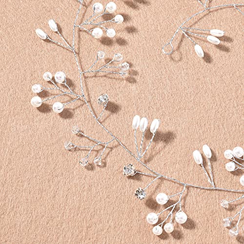 Vossot - Diademas para novia, 50 cm, joyas bohemias, hechas a mano, perlas de cristal, para bodas, fiestas de noche, bodas, accesorios para el pelo, para damas de honor, niñas de flores