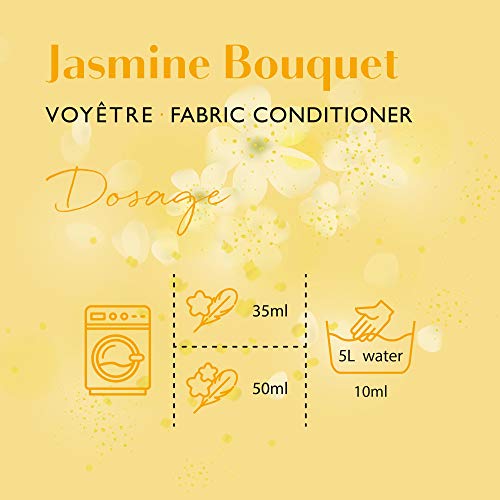 Voyetre Suavizante Concentrado para lavadora – Natural, vegano, fórmula biodegradable [1L – 28 lavados] (Jasmine Bouquet)