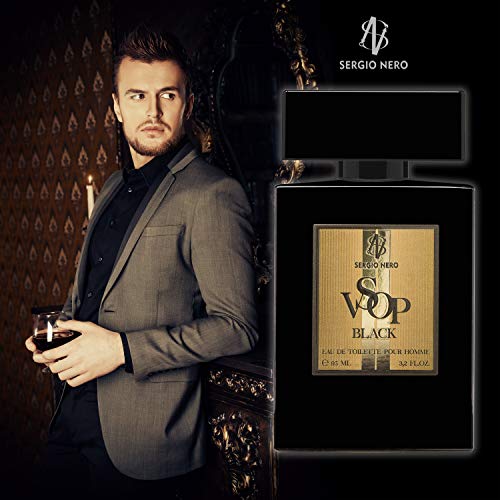 VSOP Black Agua de tocador/Eau de toilette para Hombres, frasco de 95 ML (3.2 Fl.oz.) ● Fragancia amaderada para él de SERGIO NERO ● Regalo de hombre extravagante