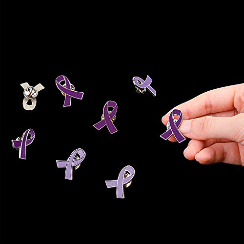 WANDIC Broche de cinta con broche de metal para concienciación de metal con solapa de color mixto, pines de solapa con esmalte para decoración (morado, 20)